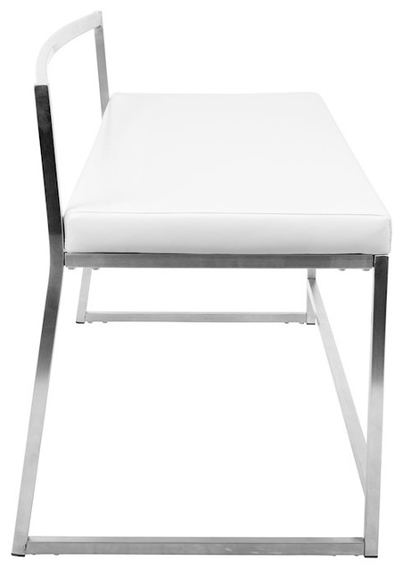 Fuji Contemporary Dining/Entryway Bench, White