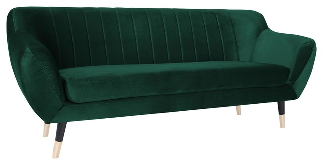 Levi 3-Seat Sofa With Black Legs, Bottle Green