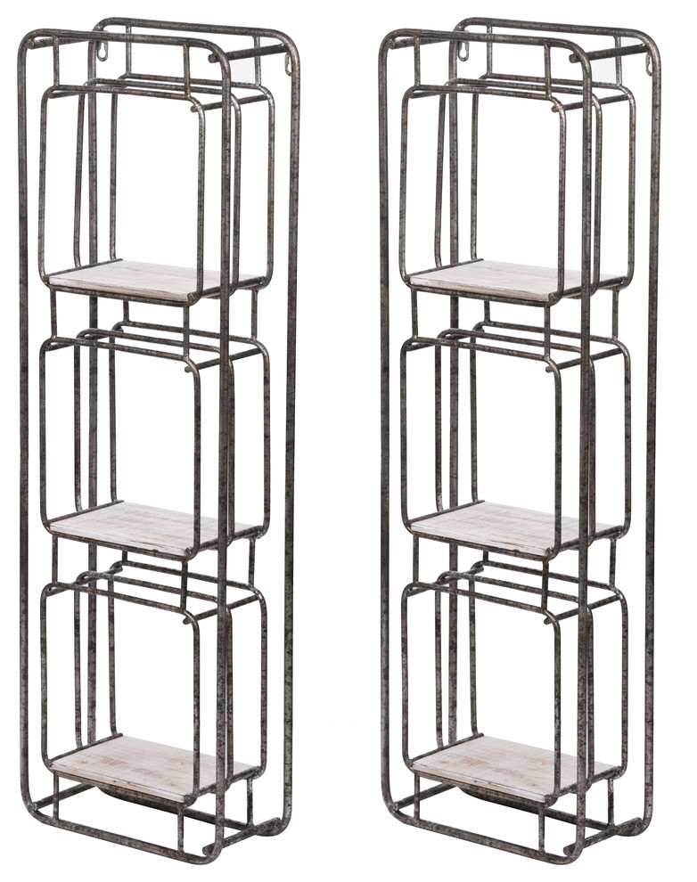 Metro Shelves, Set of 2 Industrial Display And Wall Shelves by Fantastic Decorz LLC Houzz