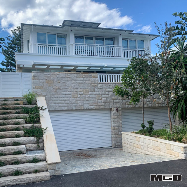 Custom White Powdercoated Garage Door & Automatic Sliding Gate