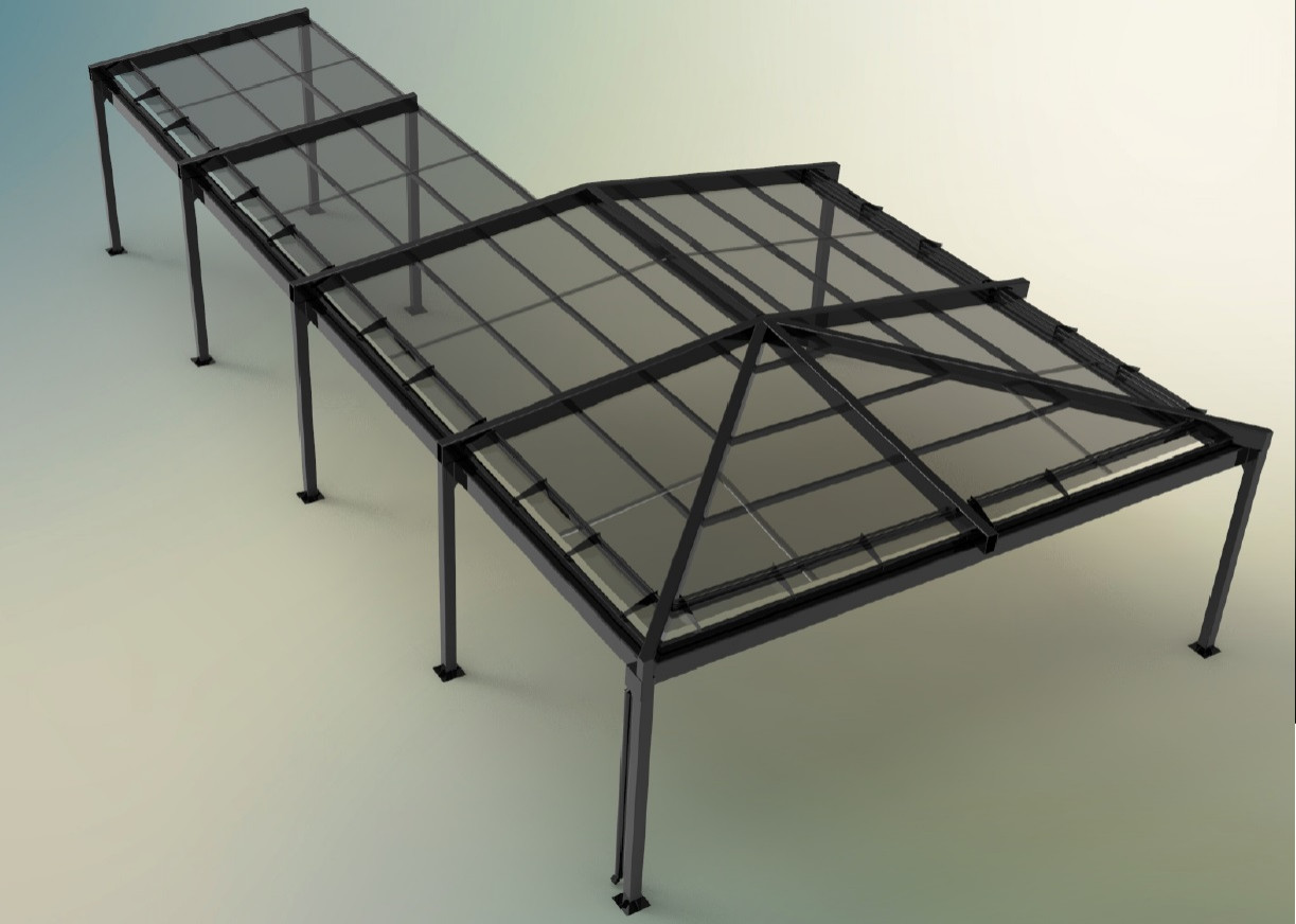 Навес хайтек "Космос", ворота и забор