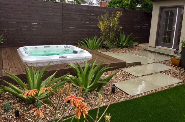 Backyards with Water Features, Pools and Spas contemporary-terrace
