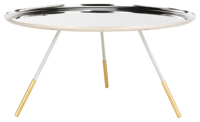 Sora Coffee Table With Metal Gold Cap Silver/ Gold