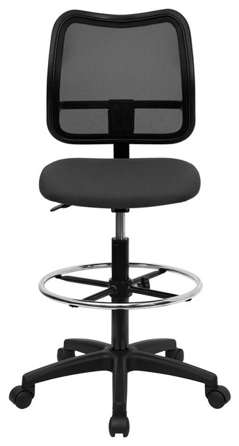 Mid-Back Mesh Drafting Stool with Gray Fabric Seat