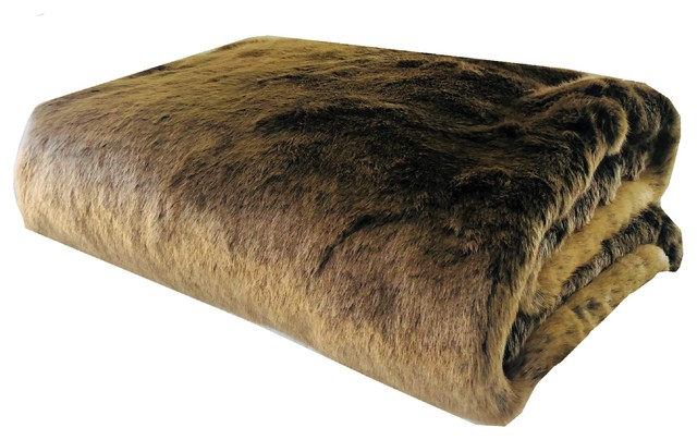 Plutus Tissavel Volga Rabbit Faux Fur Handmade Blanket, 80"x90"
