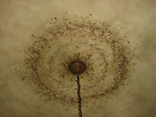 Hand Painted Ceiling Medallion Close Up Mediterranean