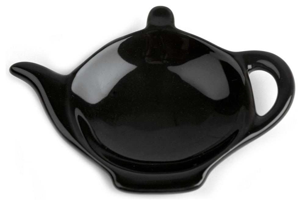 Omniware Black Ceramic Tea Caddy and Infuser Holder