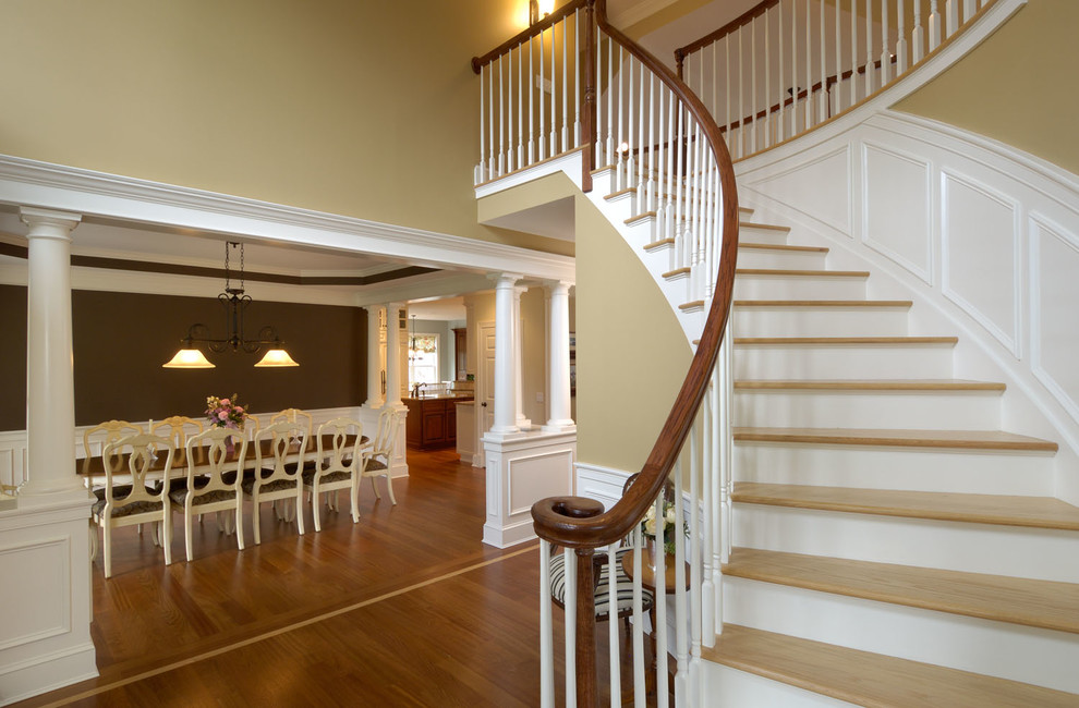 Front Entry Curved Staircase Traditional Staircase Boston by