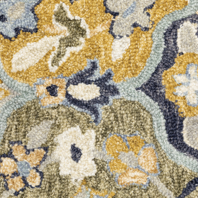 Asher Floral Bohemian Blue and Gold Area Rug, 5'x8' - Mediterranean ...