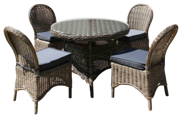 Mayfair 5-Piece Round Outdoor Dining Table Set - Modern - Outdoor