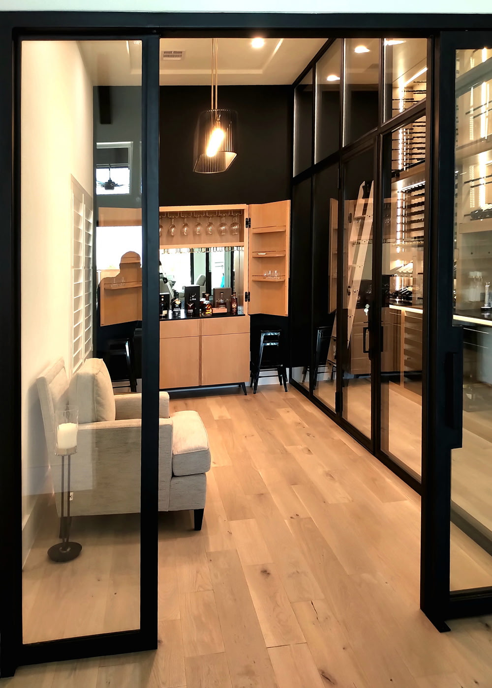 CUSTOM MODERN GLASSWARE CABINET