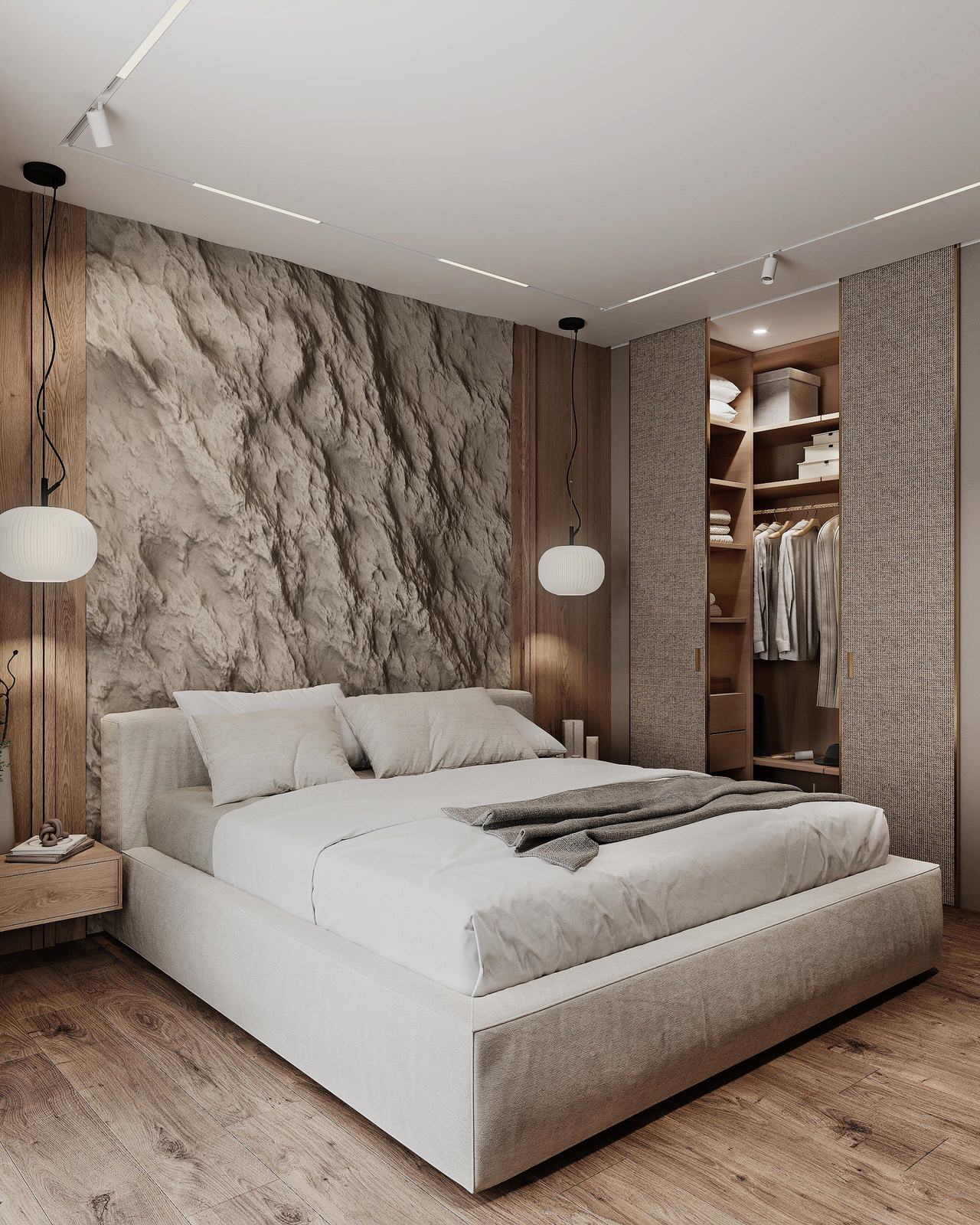 Дизайн интерьера квартиры в стиле джапанди с элементами бохо в ЖК "Квартал Che"