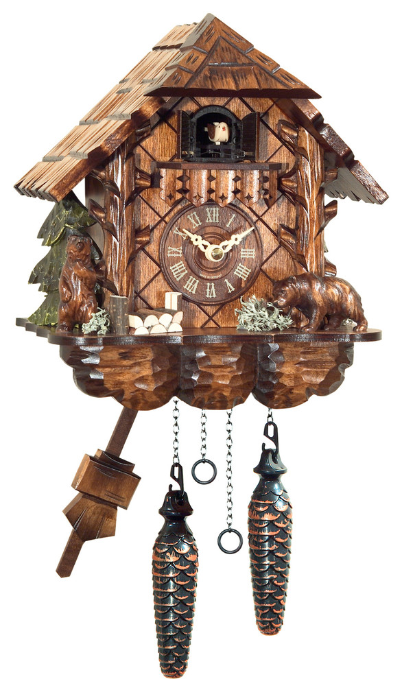 Carved Bears Engstler BatteryOperated Cuckoo Clock Full Size Rustic