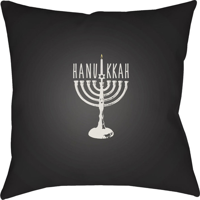 Hanukkah Menorah Pillow 18x18x4 Contemporary Outdoor Cushions And