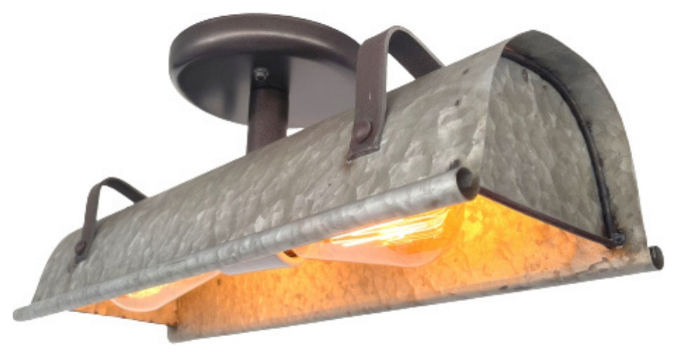 Image showcasing Galvanized Metal Ceiling Light - Industrial - Flush-mount Ceiling ...