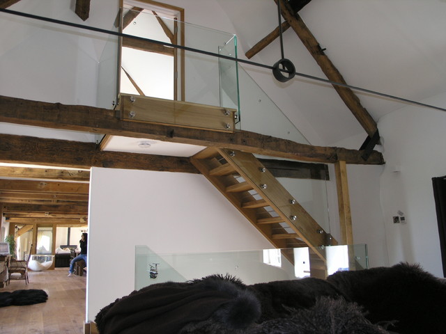 Old Mill Conversion rustic-staircase