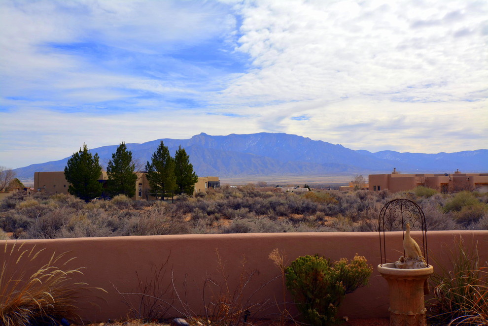 Photo of a large backyard verandah in Albuquerque with concrete slab.