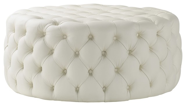 Nuvol Venetia Leather Footstool, Cream