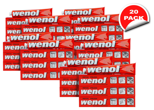 WENOL Metal Cleaner Polish with Surface Protection (RED) 3.98 oz Tube, Qty 20