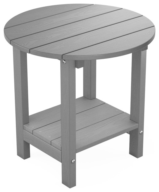 Round Plastic Outdoor Patio Side Table Transitional Outdoor Side