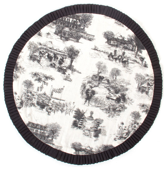 Aurora Toile Round Placemat Black Mackenzie Childs