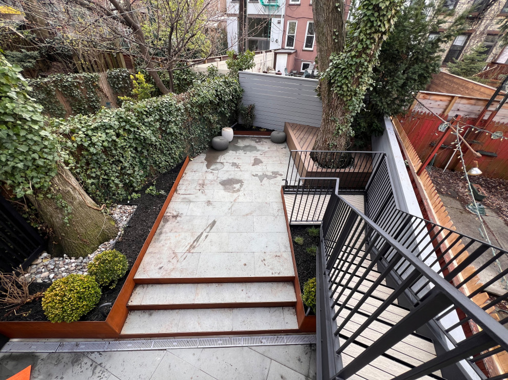 Park Slope backyard corten planters