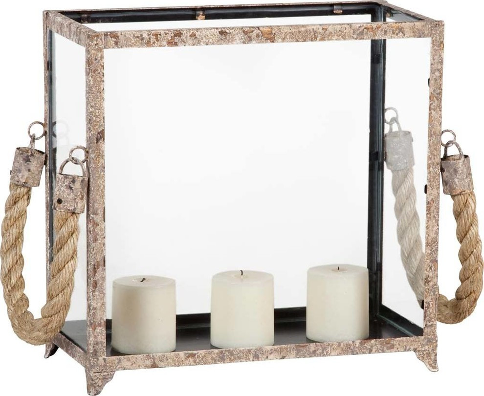 Mercana Larache Rustic Metal and Glass Box Table Candle Holder 53167