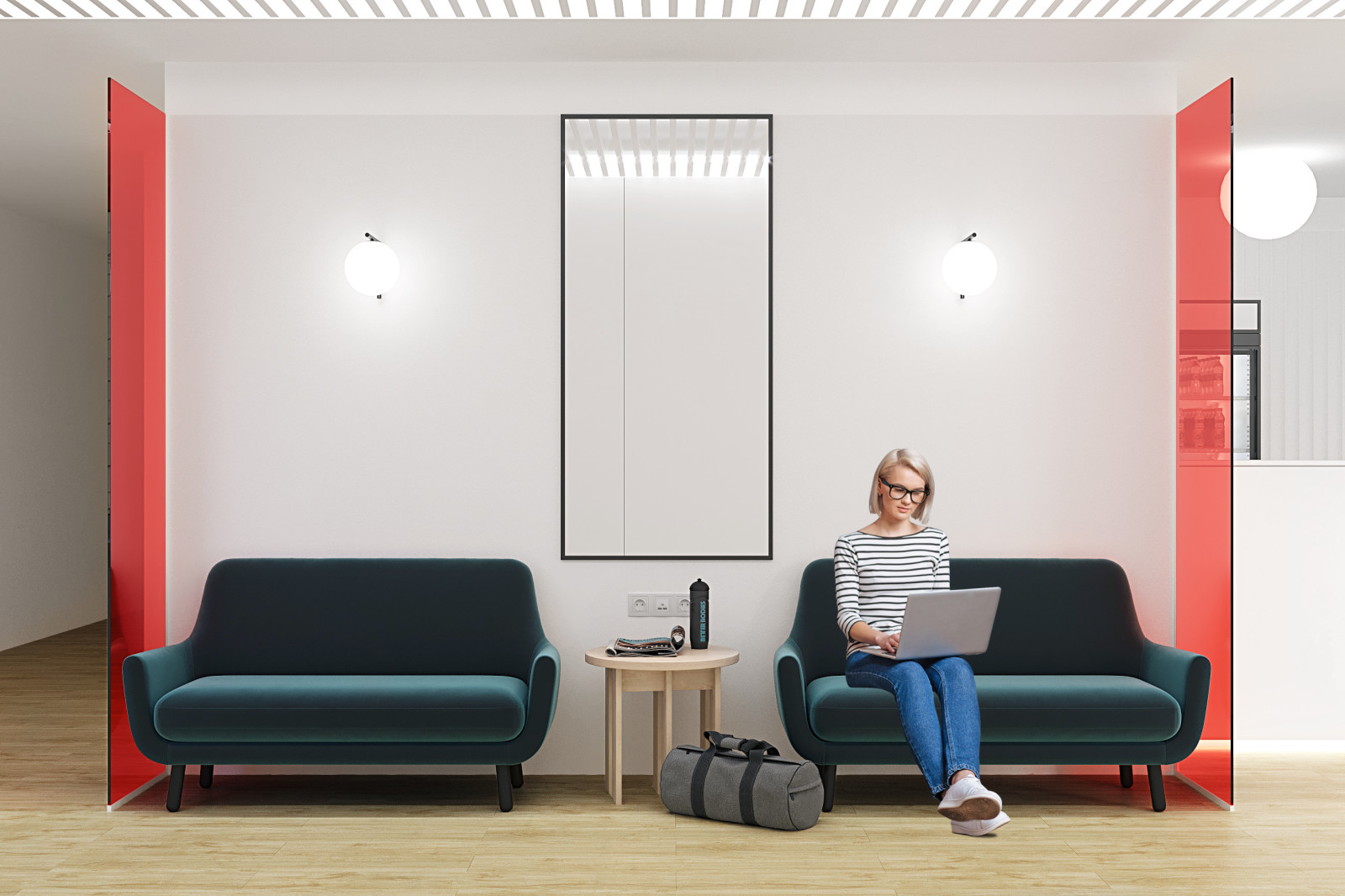 Дизайн интерьера вестибюля для здания физкультурно-оздоровительного комплекса