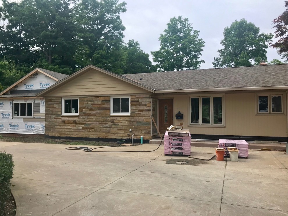 Front entry door style for ranch on main road