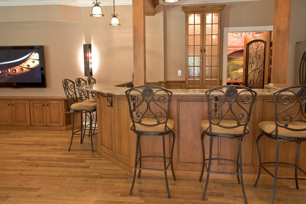 This is an example of an expansive country home bar in New York.