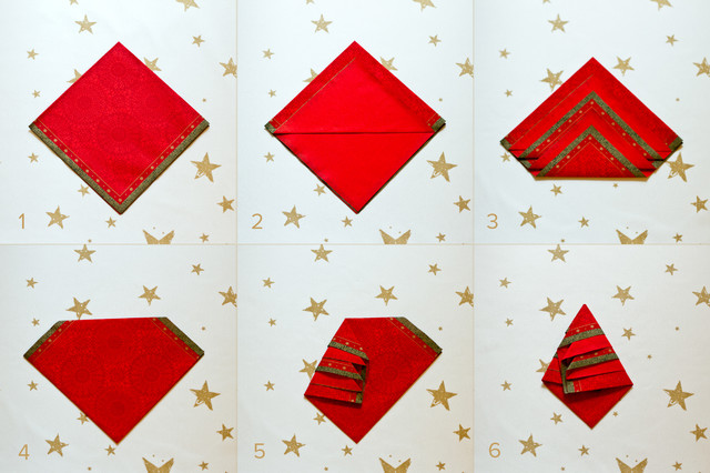 Enkelt pyssel – dekorera med vikta servetter på julbordet