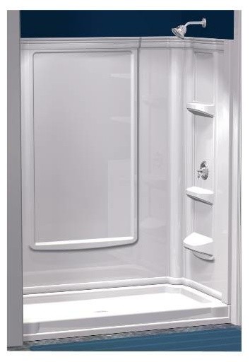 Aqua Glass Eleganza 48" Shower Wall Set White