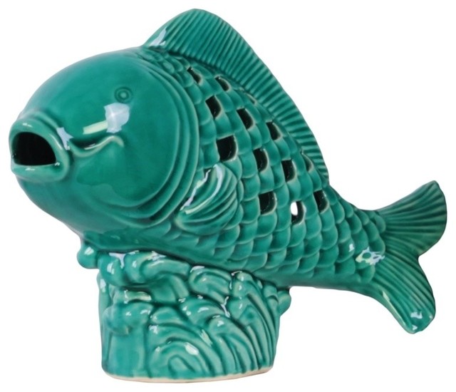 Urban Trends Ceramic Statue With Teal Asian Decorative Objects And