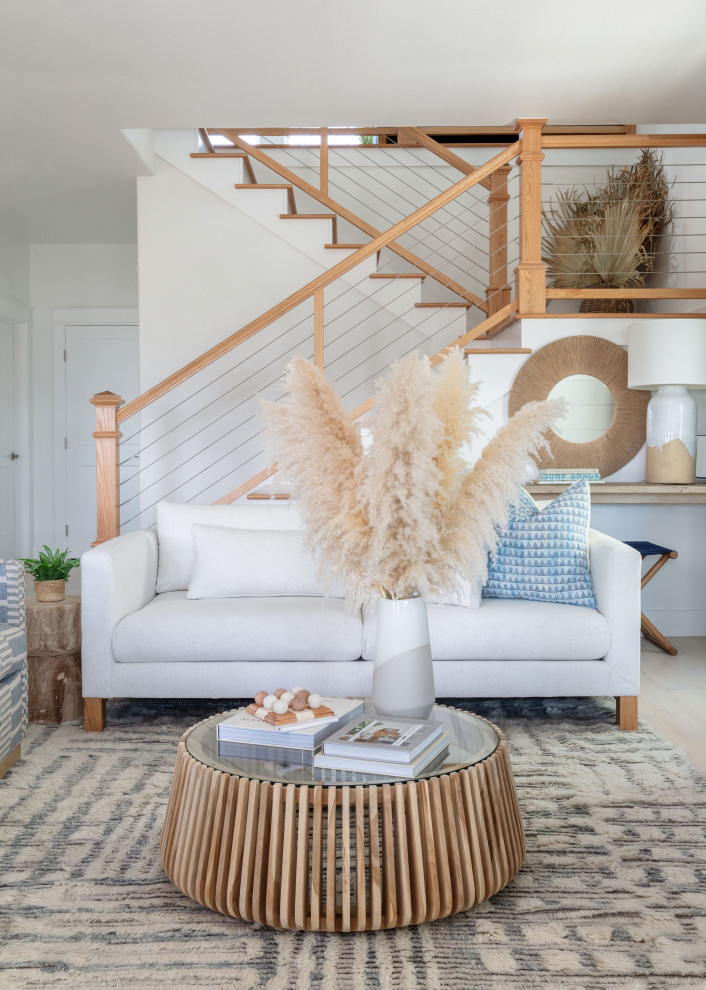 Inspiration for a coastal living room in Houston.