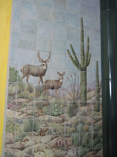 "Sonoran Desert & Pottery Scene" woodstove wall tile mural