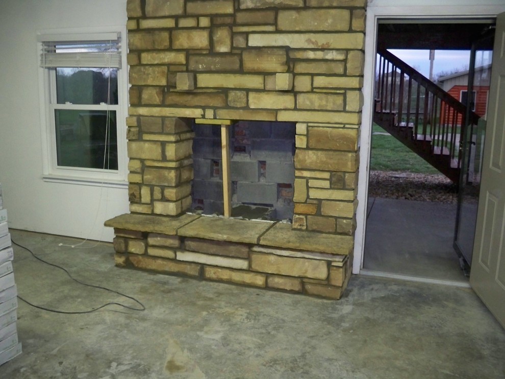 Buckskin natural sandstone fireplace