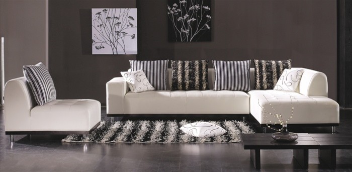 The Lioni Leather Sectional Set DS29 - White Sectionals