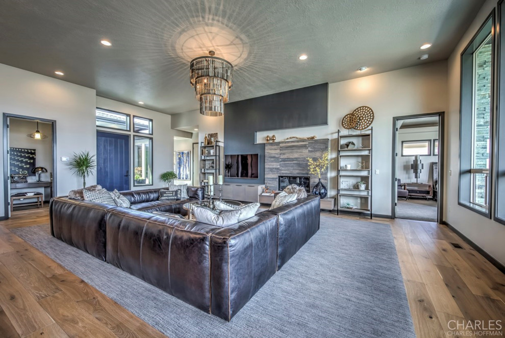 This is an example of a contemporary family room in Boise.