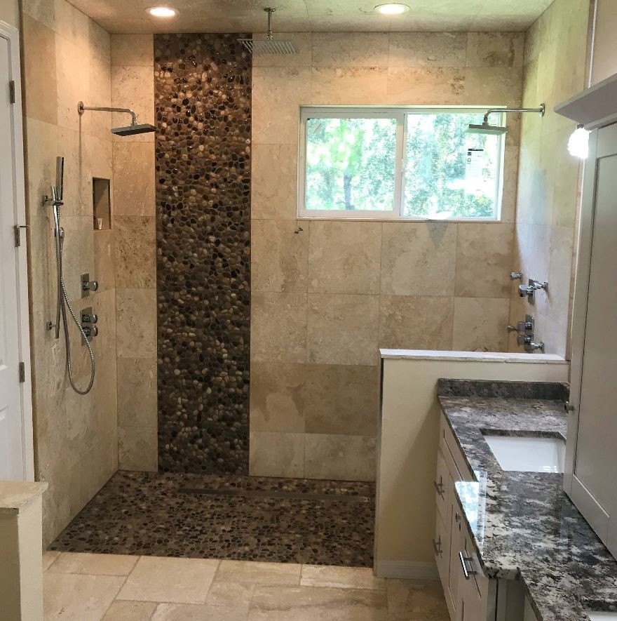 New Tampa | Contemporary Travertine | Master Bathroom Design & Remodel