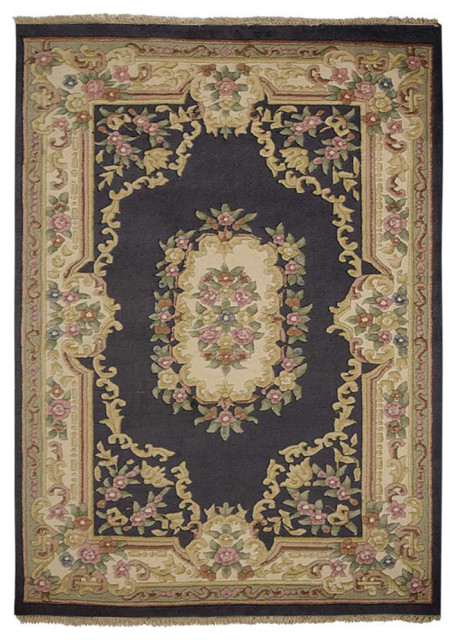 Hand Knotted Aras Wool Area Rug Oriental Light Blue, [Rectangle] 4'x6 ...
