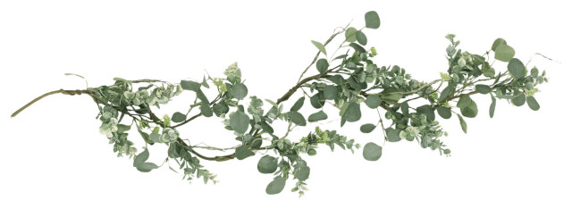 Mauhaut 5' Floral Eucalyptus Artificial Garland, Green
