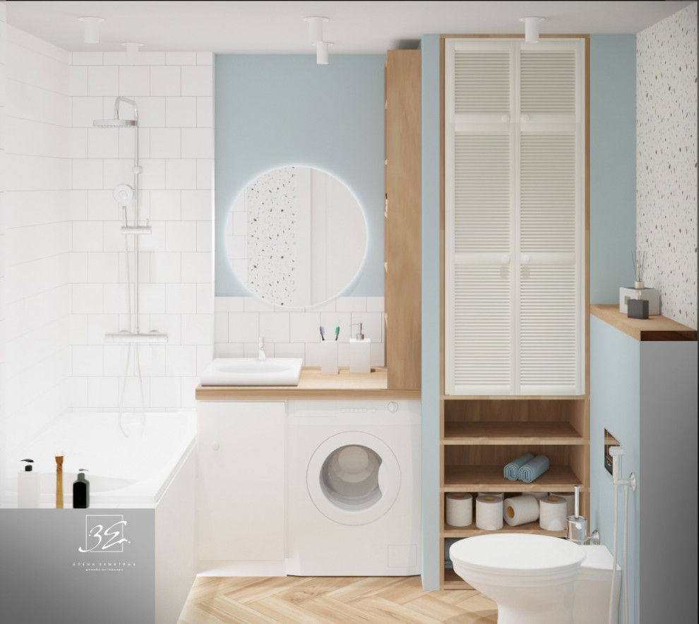 Санузел в скандинавском стиле совмещенный