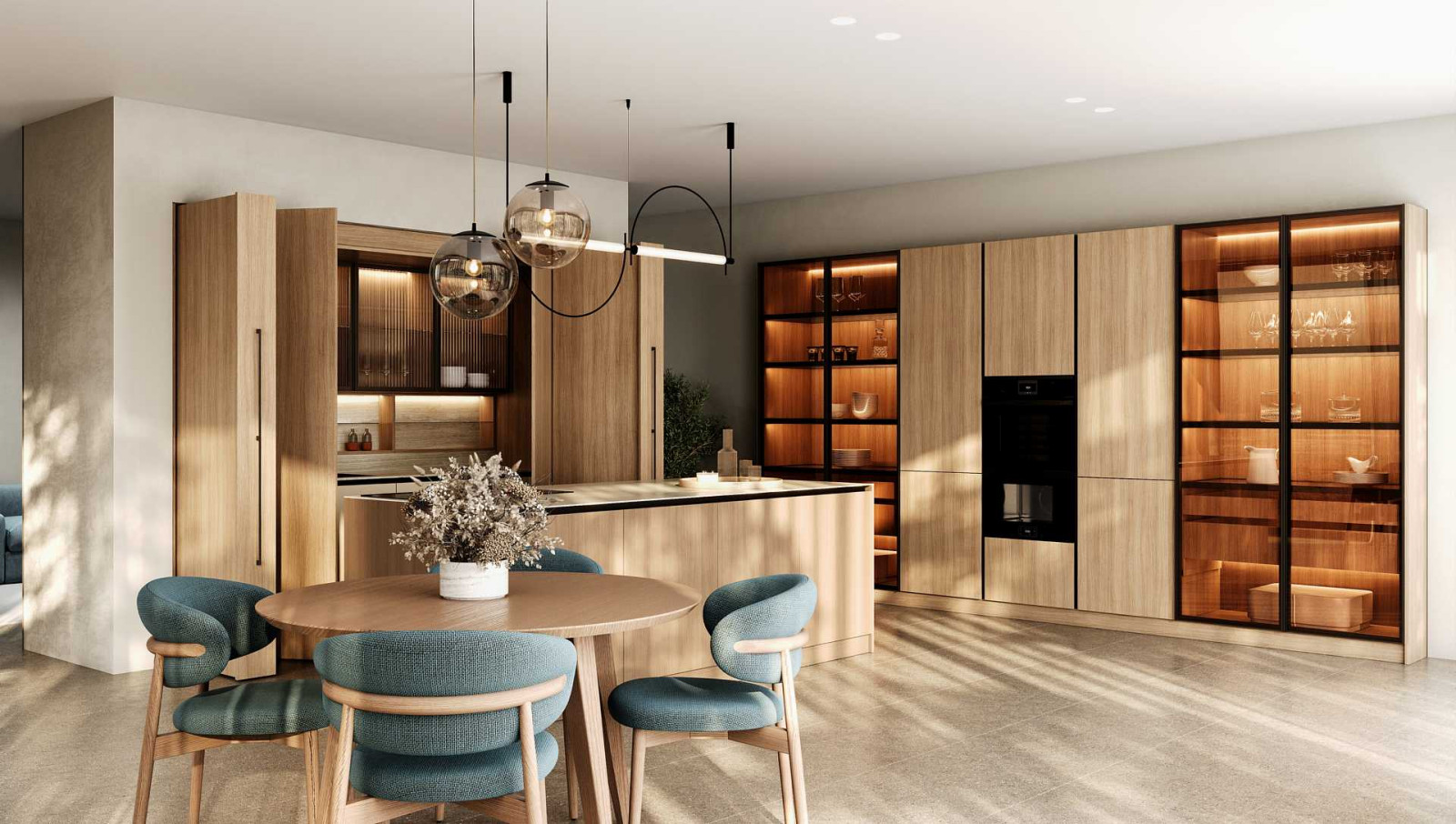 Скрытая кухня в стиле джапанди