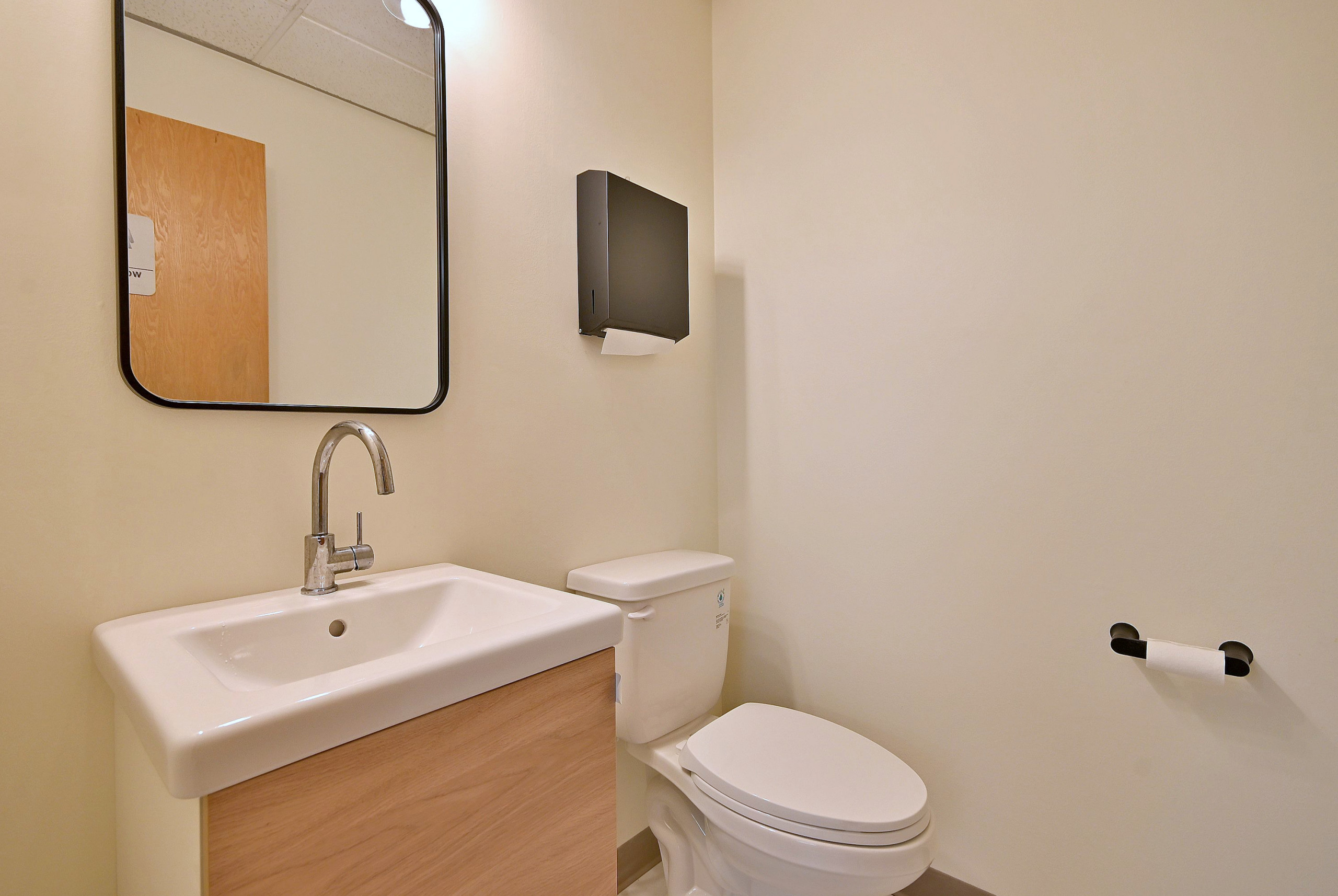 Mid-Century Modern Powder Room With Custom Vanity