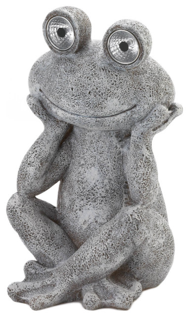 solar frog garden statue