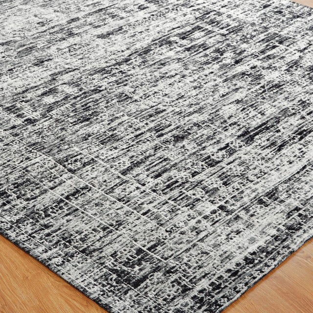 JARDIN Hazy Charcoal Hand Made Cotton Chenille Area Rug, 3'6"x5'6