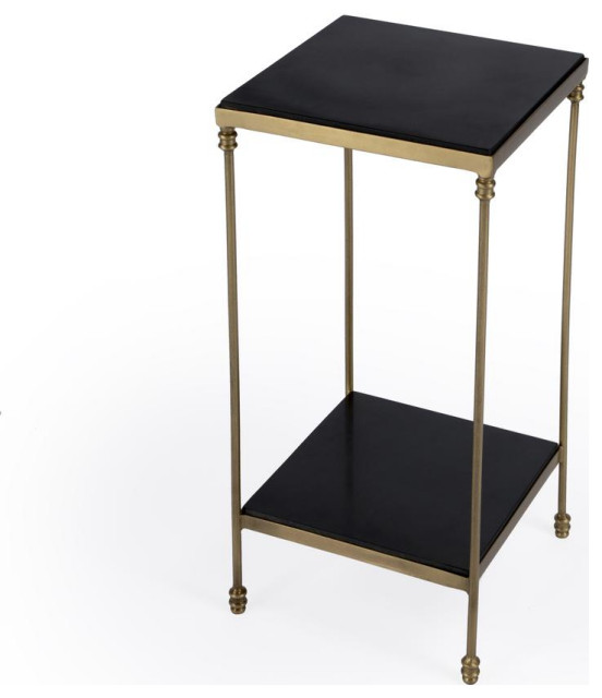 Imogen Iron and Black Granite Side Table, 5619414 Contemporary