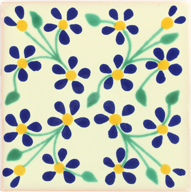 Handmade Tierra Y Fuego Ceramic Tile Violets Set Of 9 Handmade Tierra Y Fuego Ceramic Tile Violets