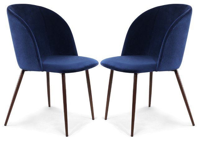 Edgemod Kantwell Velvet Dining Chair, Space Blue, Set of 2