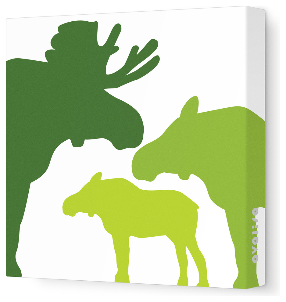 Animal - Moose Stretched Wall Art, 12" x 12", Green Hue